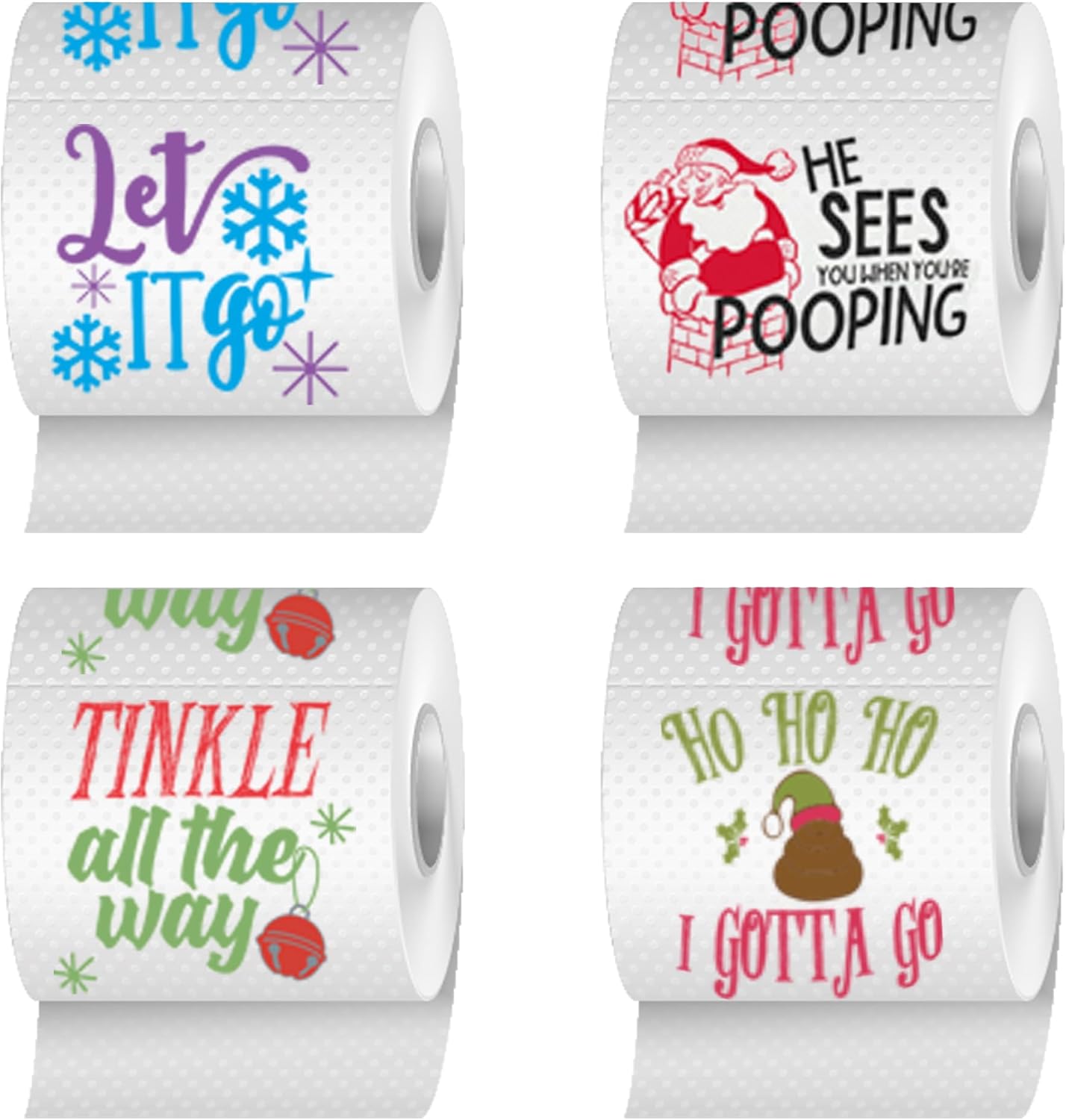 Christmas Toilet Paper Roll Pack of 4 Funny Toilet Paper, Funny Gag