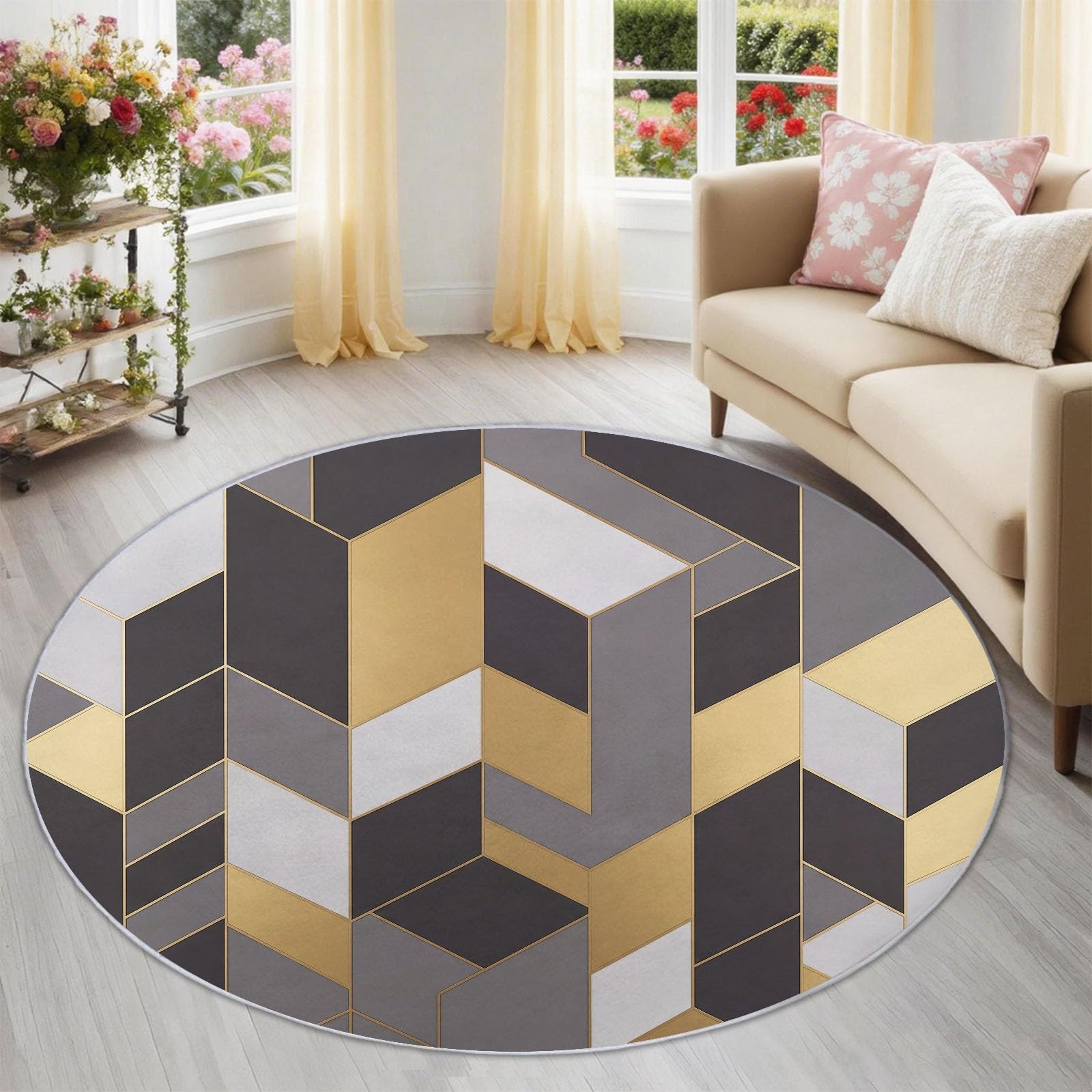 Tapis antidérapant rond 160 cm lavable pour sécuriser et sublimer votre salon