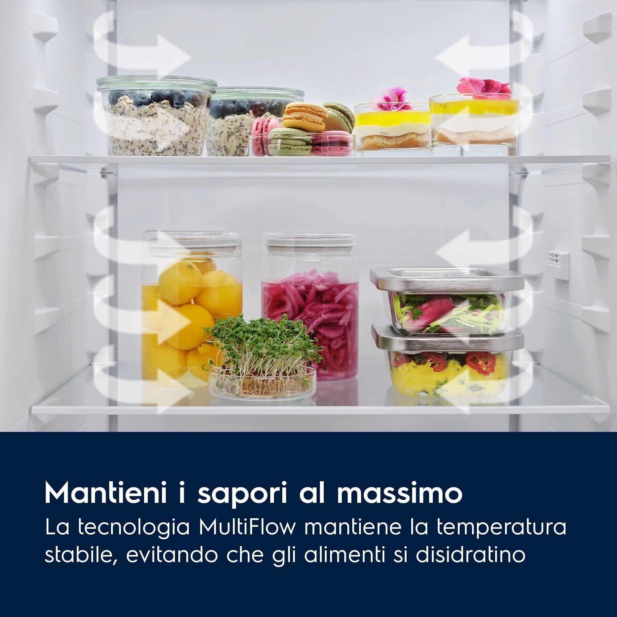 Electrolux ENA7CD18S0 Frigorifero Combinato da Incasso 177 cm, No Frost, MultiFlow, Classe Energetica D, Bianco