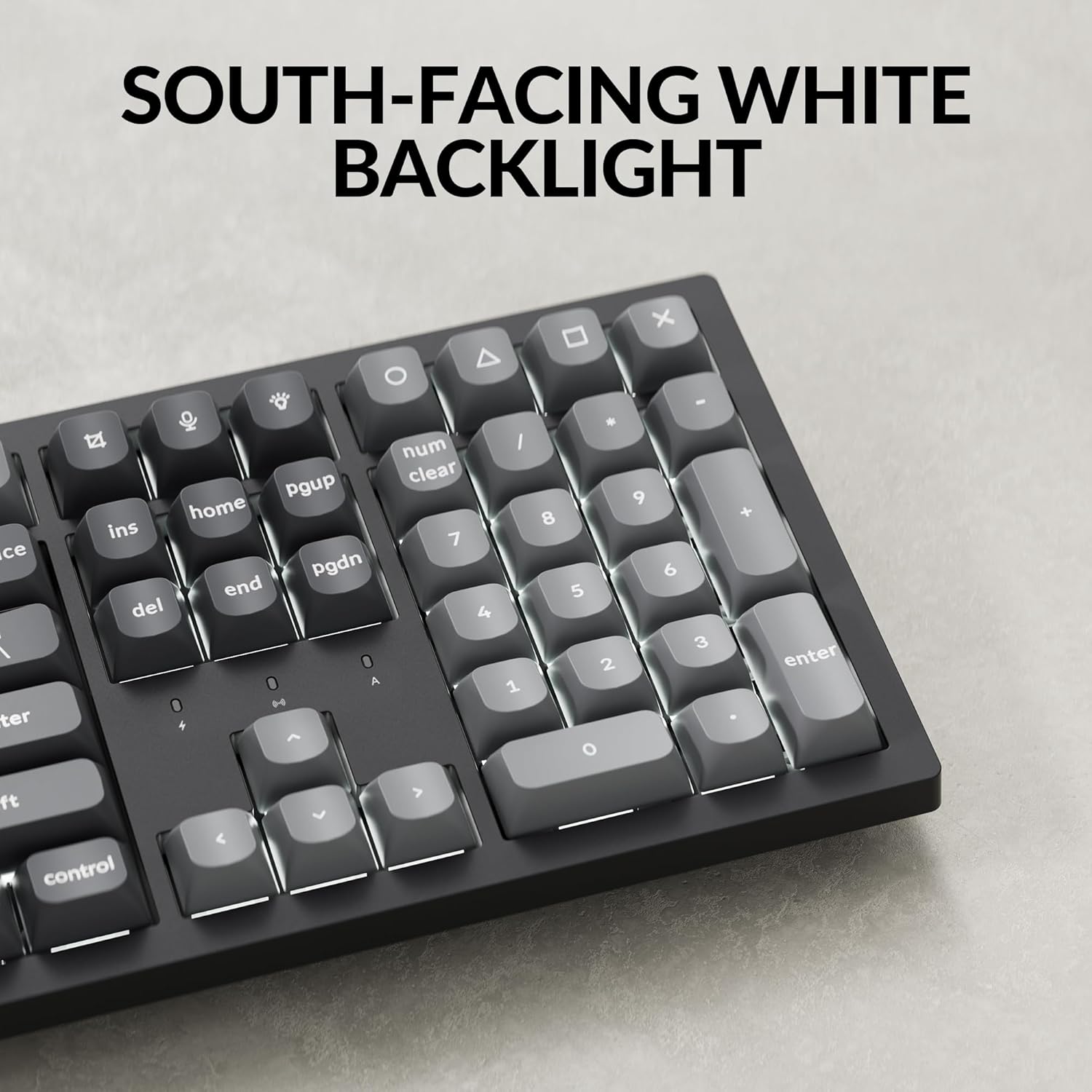 Keychron K10 Max keyboard with south-facing white backlight