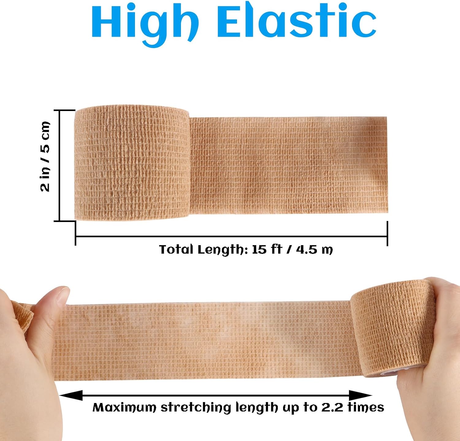 36 Rolls Elastic Self Adhesive Bandage Wrap 2 Inch, Breathable Non Woven Cohesive Bandage, Vet Wrap for Dogs, Ankle Sprains Swelling Medical First Aid Tape, Sports Athletic Tape Brown - Image 5