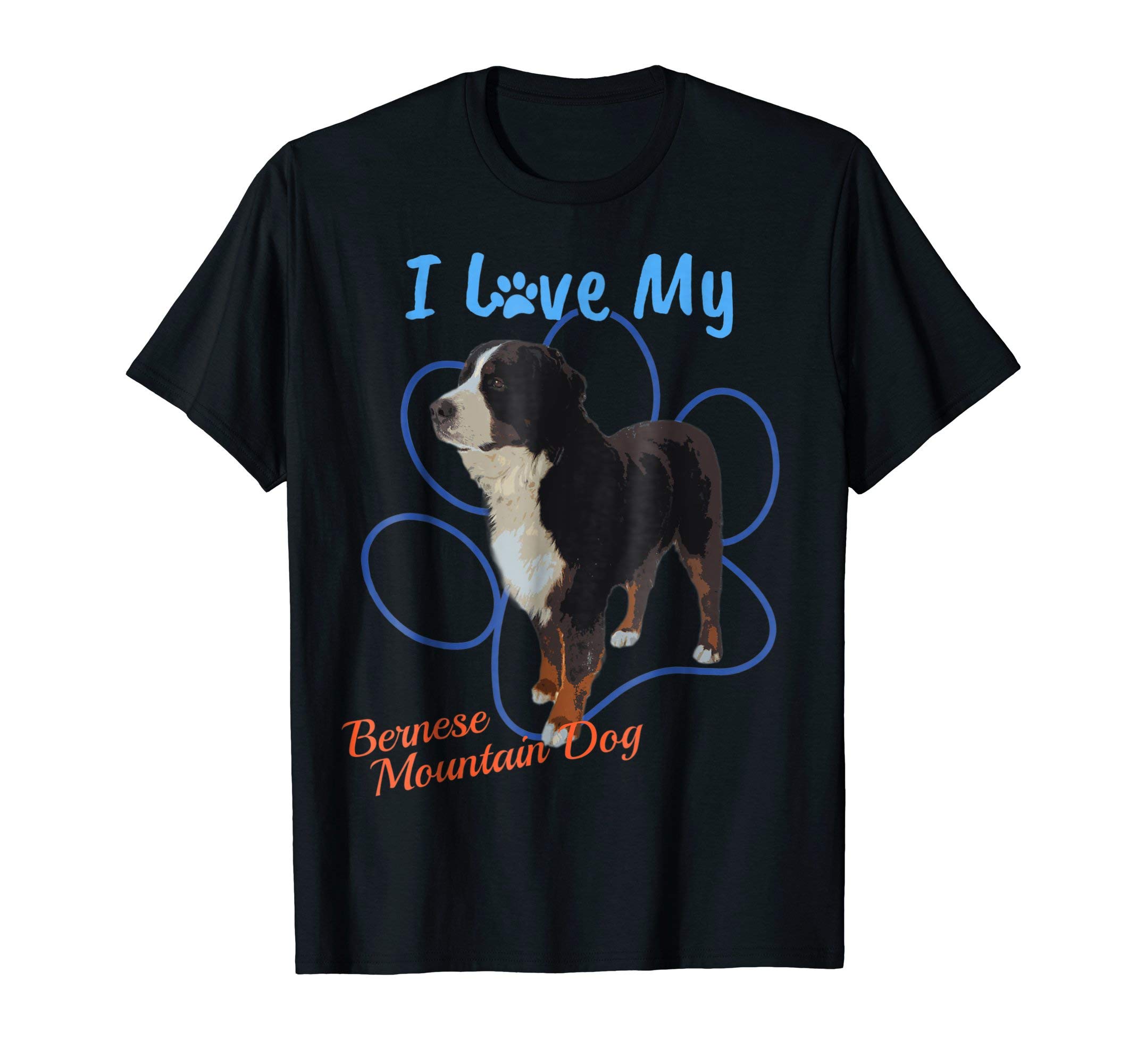 I Love My Bernese Mountain Dog, Dog Lover Paw Print T-Shirt!