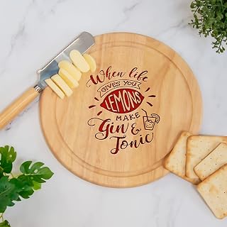 Round Chopping Board Gift When Life Gives you Lemons Make Gin & Tonic