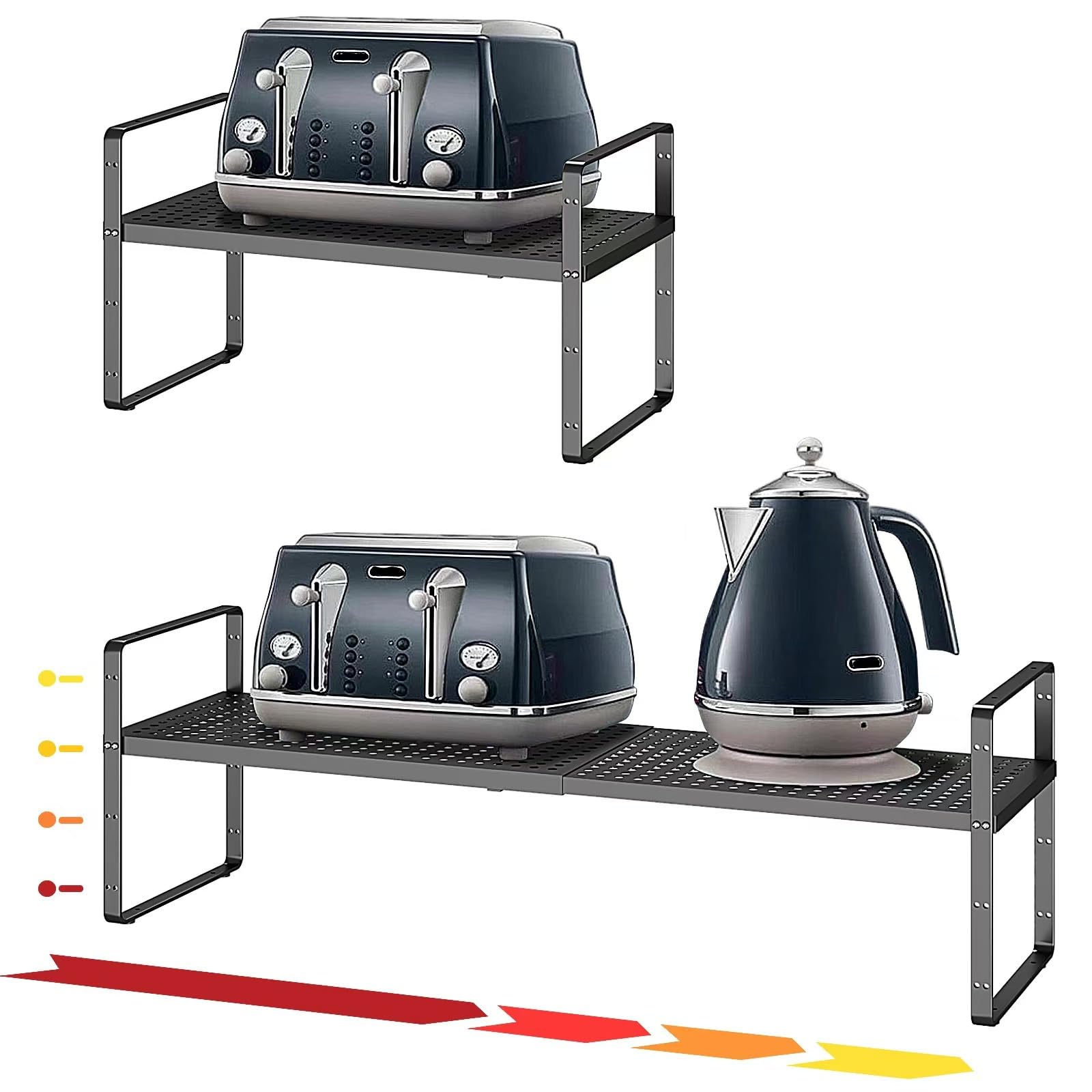 Organizador de estante expandible con patrón de agujeros, 1 paquete de 8.1 pulgadas de ancho, estante organizador de gabinete fáci