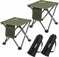 Roptat 2 Pack Folding Camping Stools - Ultra Lightweight Portable 400lb Capacity for Hiking Fishing Beach Gardening with Carry Bags