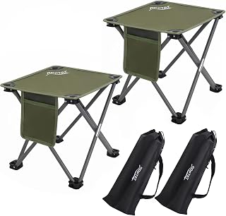 Roptat 2 Pack Folding Camping Stools - Ultra Lightweight Portable 400lb Capacity for Hiking Fishing Beach Gardening with Carry Bags