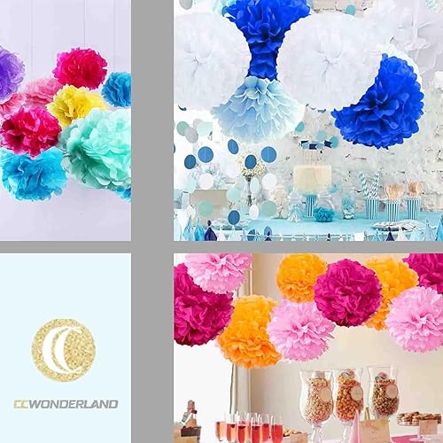 Miniatura 7 de Pompones de papel verde oscuro y verde claro y amarillo bolas de papel de seda para fiestas suministros de decoración para colgar fiestas tamaño de