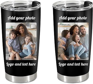Personalized Picture Tumbler Insulated Stainless Steel Coffee Cup Gift for Christmas Birthday to Dad Mom Families Friends,Custom Photo Image & Text Travel Mug, Multi Color