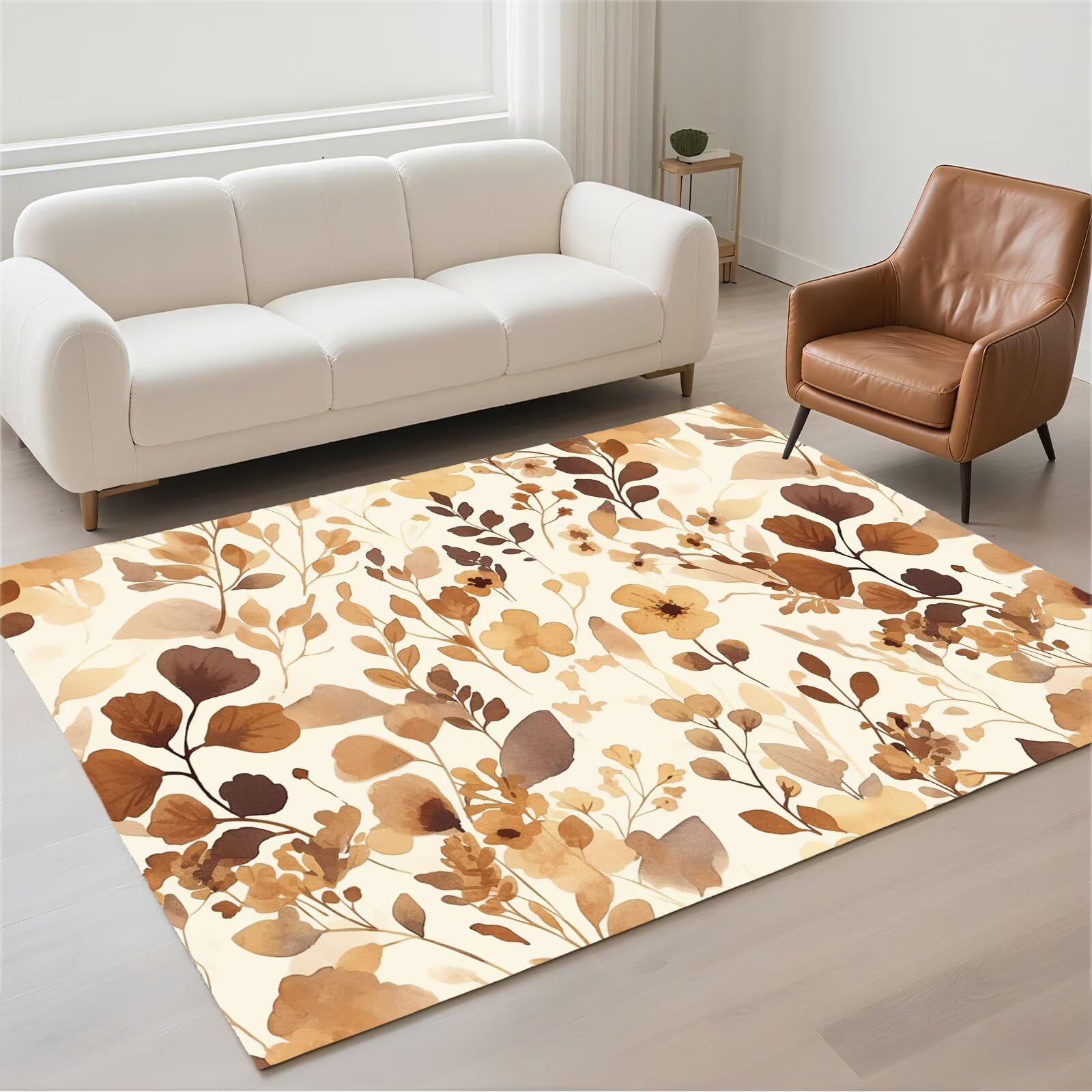 Tapis de chambre adulte beige grand format 120x180 lavable en machine moderne