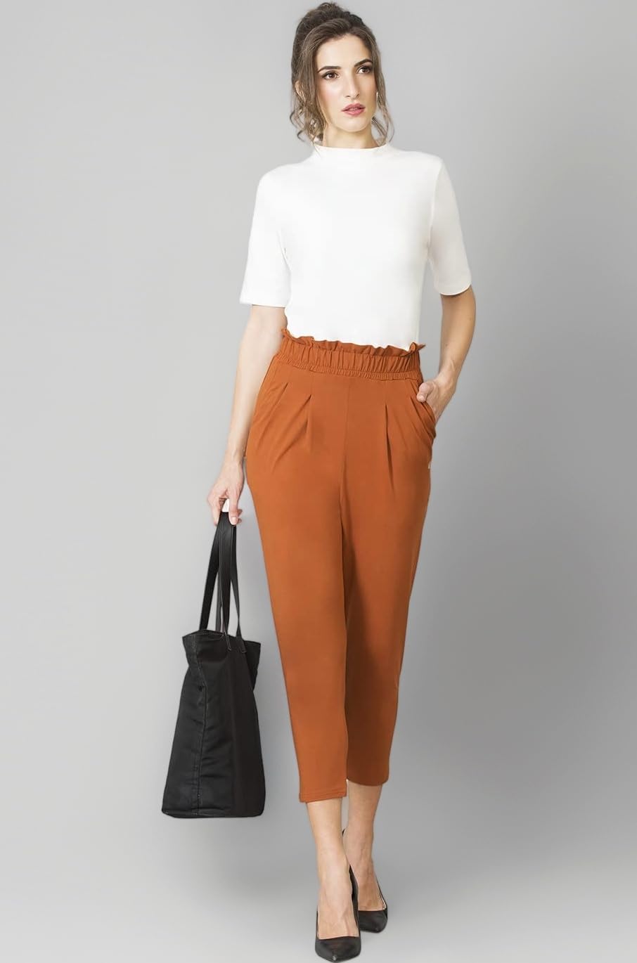 Women High Rise Ruffle Regular Fit Pants
