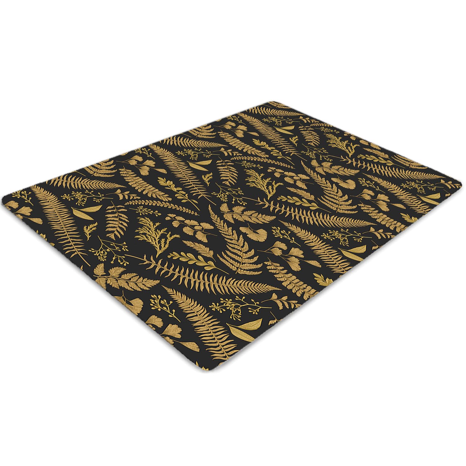 Tapis de chaise protecteur de sol en PVC robuste 140x100 cm motif fougères dorées