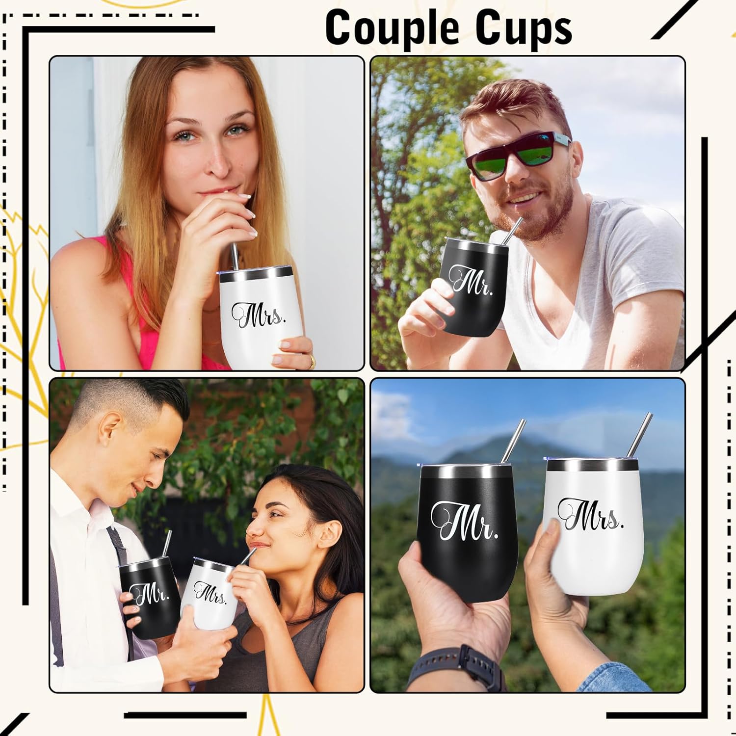 Wedding Gifts for Couples Personalized Mr & Mrs Gifts Engagement Gift for Newlyweds Wedding Honeymoon Present with 12 oz Insulated Tumblers Charcuterie Boards and Knives Mr & Mrs Aprons Gloves - Image 7