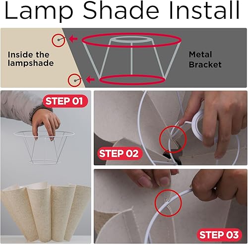 Miniatura 5 de KUNJOULAM Lámpara de mesa pequeña, lámpara de mesita de noche con pantalla de tela en forma de paraguas, mini lámpara de escritorio Morden para