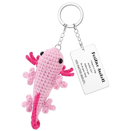 JoycuFF Axolotl Gifts for Women, Axolotl Stainless Steel Keychain for