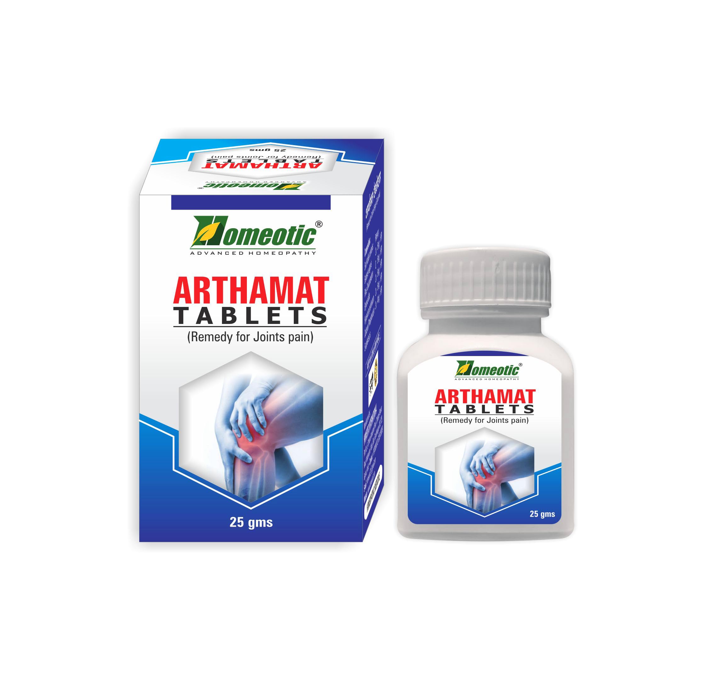- Homeotic ARTHAMAT Tablets | Herbal Joint & Muscle Support | With Rhus Tox, Berberis, Bryonia & Calcarea Phos | For Back, Neck & Knee Discomfort | 25g | Adults (pack of 4)