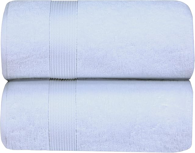Jumbo Bath Sheets Extra Large (90 x 180 cm, 2 Pack) 100% Cotton Super Soft Hotel Quality Towel Bath Sheet - 600 GSM Ring Spun, Ultra Soft, Absorbent BeachTowels Bathroom Bath Towels Set (White)