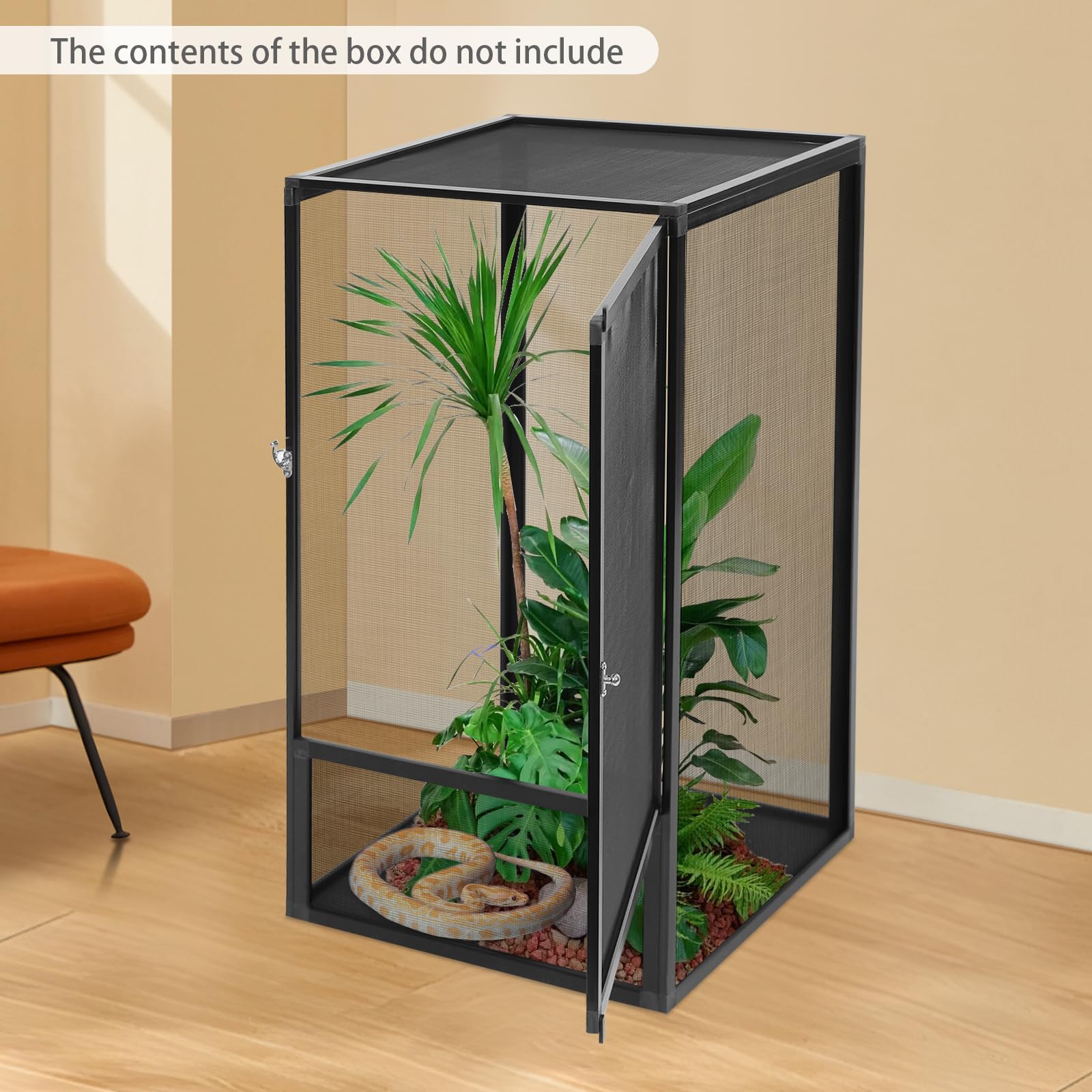 Reptile Pet Feeding Net BoxAluminum Alloy Mesh Cage17.7x17.7x31.5 Micro Habitat Terrarium Enclosure for ChameleonsLizardsSnakesand Small Animals product thumbnail 7