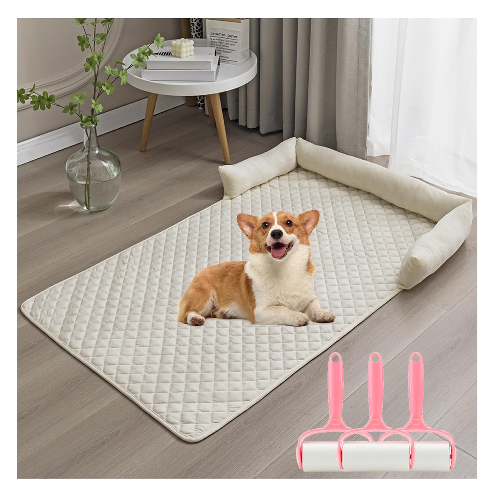 Hundebett Plüsch, Hundedecke Sofa, Sofaschutz Hund, Waschbar rutschfest Hundebetten, Hundekissen, orthopädisches Hundebett (Weiß,75 * 75cm)
