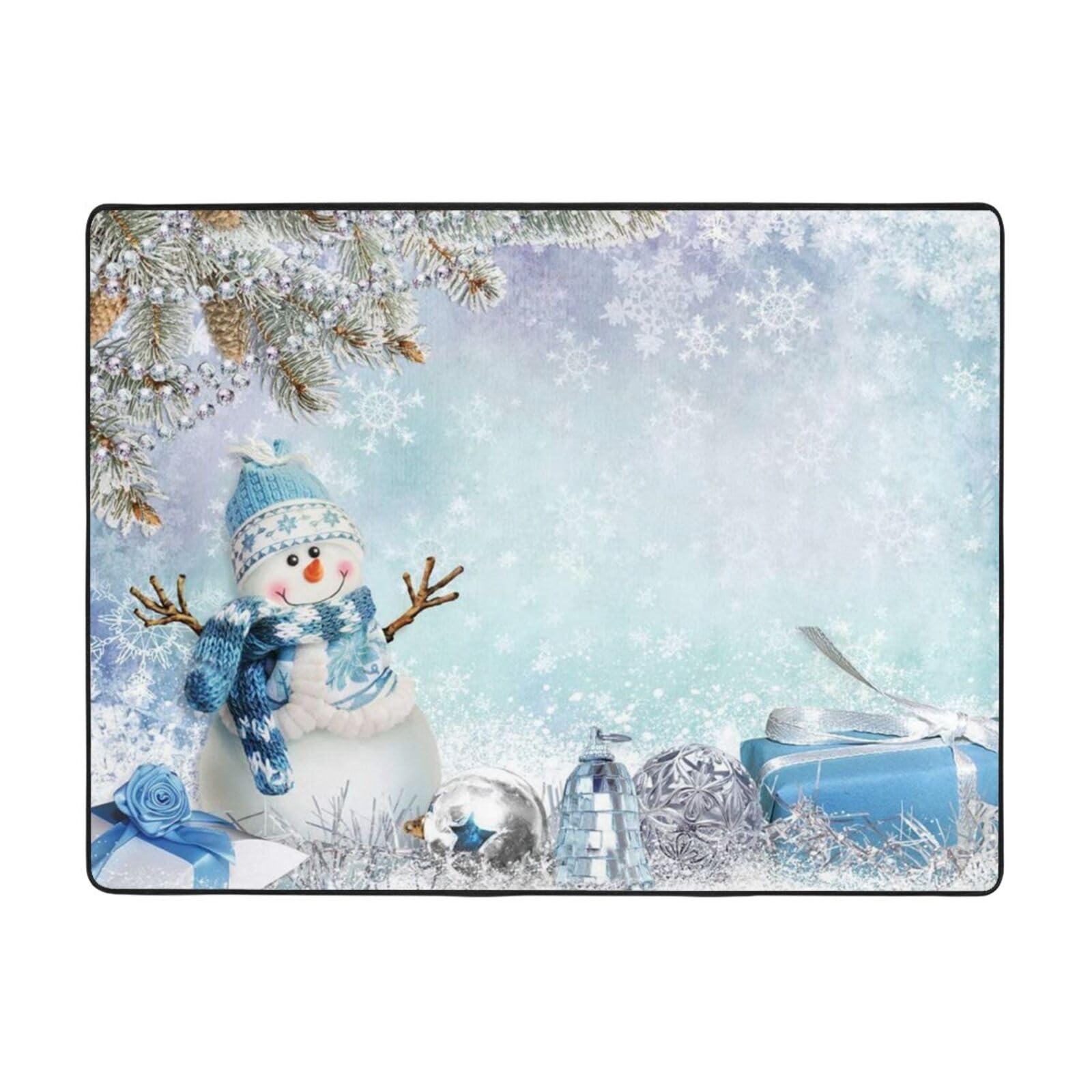 Tapis de Noël flanelle antidérapant 120 x 160 cm lavable pour salon et chambre