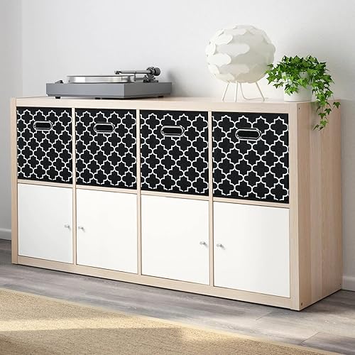 Miniatura 4 de Cubos Contenedores de Almacenamiento Plegables Negros, Cubos de Caja de Almacenamiento de Tela Cestas Organizadoras con Asas Dobles para Organizador