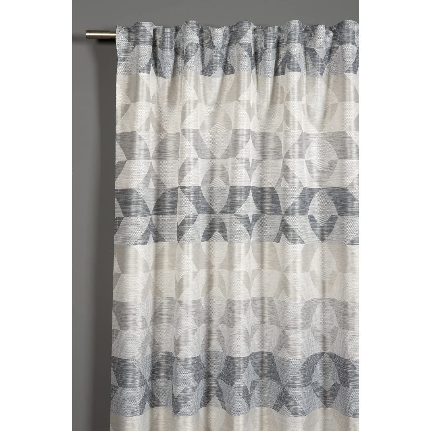 Gardinia Curtain with Hidden Tabs and Tape Translucent Curtain with Jacquard Diamond Grey 140 x 245 cm