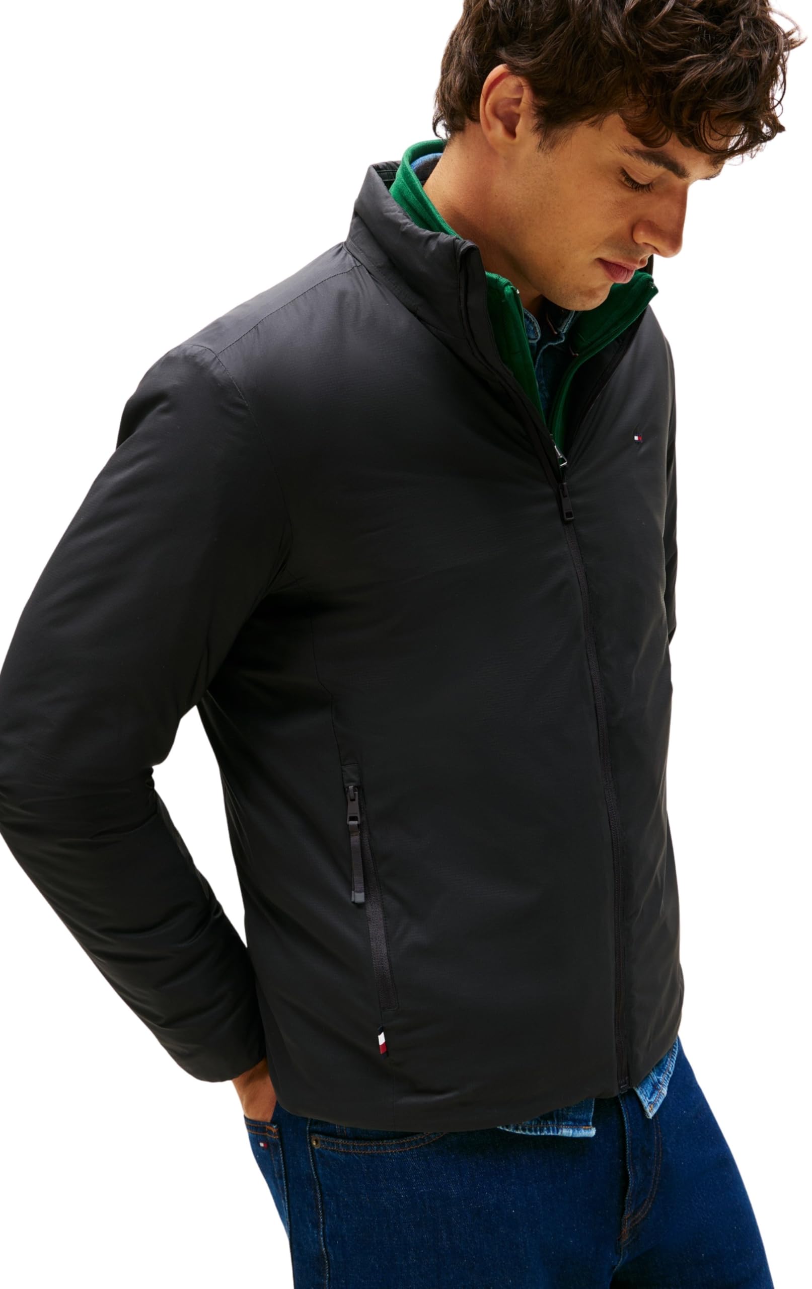 Tommy Hilfiger Herren Windbreaker Jacke Lightweight Blouson mit Stehkragen