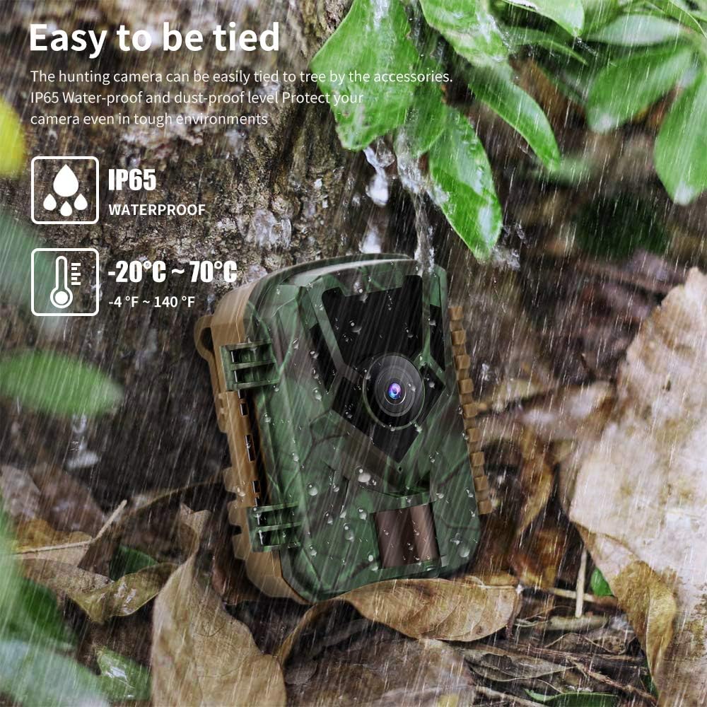 K&F CONCEPT Trail Camera in the rain, highlighting its IP65 waterproof design