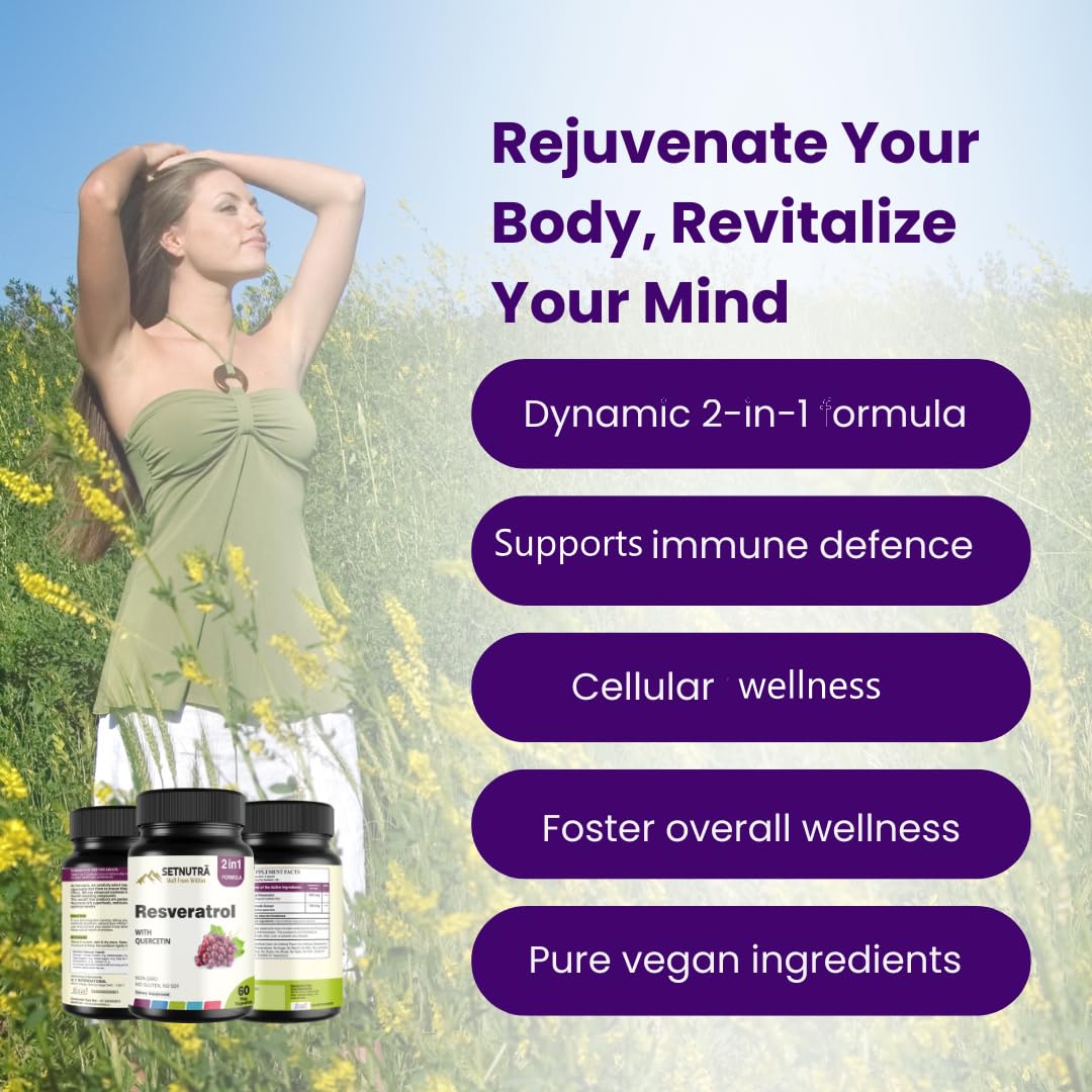Resveratrol 800Mg with Quercetin 100Mg | 2 in 1 Antioxidant Supplement for Heart Health Immune Support & Healthy Aging | 60 Veg Capsules | Non GMO Gluten Free — Amazon image 3