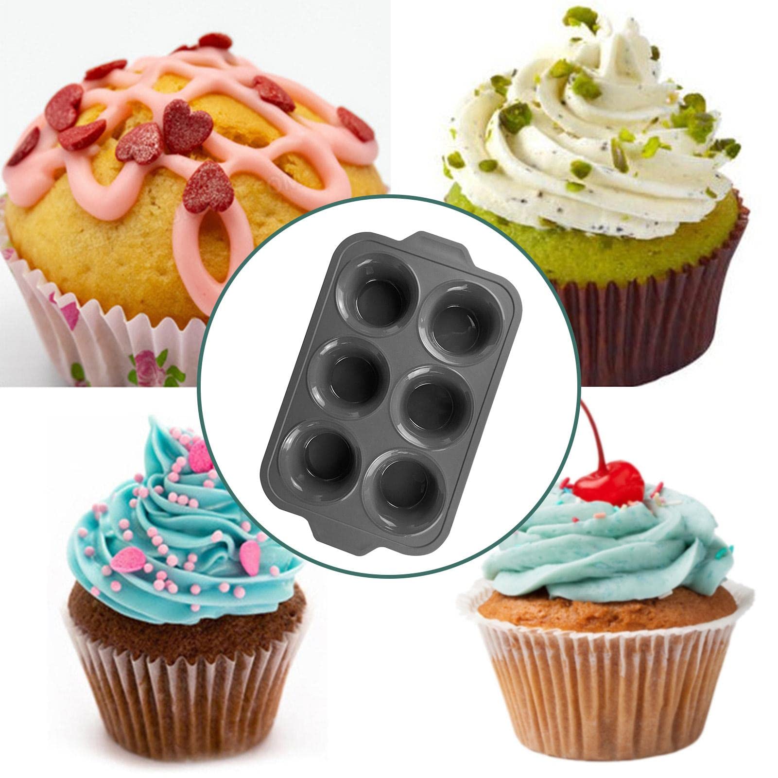 Paquete de 6 moldes de pastel de silicona - Moldes para hornear,Molde de silicona de fácil liberación DIY Pudín de magdalenas redondo galletas Chocolate Sartén para hornear casera Abbto | Molde de silicona de fácil liberación DIY Pudín de magdalenas galle