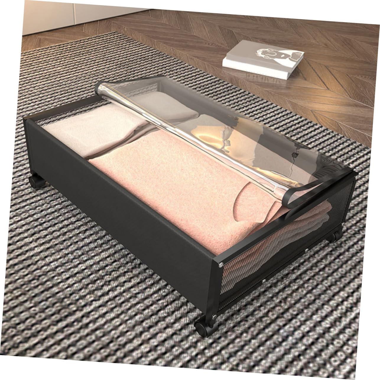 Clothes Storage Container Book Storage Case under Bed Rollers Modern Design