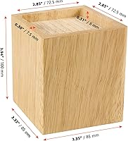 Vista 2 de SINJEUN Paquete de 4 elevadores de madera maciza de 4 pulgadas, elevadores de muebles de madera cuadrada natural, extensores de madera para mesa