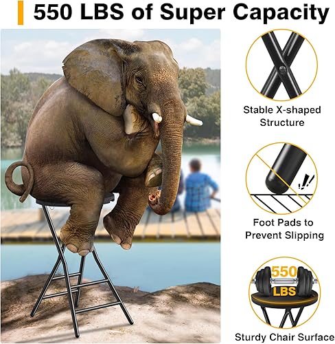 Miniatura 11 de TAVR Furniture Silla plegable portátil con asa, taburete plegable redondo resistente con capacidad de 500 libras para adultos, taburete plegable de