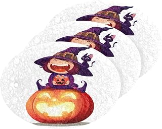 Halloween Witch Kitchen Sponges Autumn Pumpkin Cat Cleaning Dish Sponges Non-Scratch Scrubber Sponge for Kitchen Bathroom Cars, pack of 3