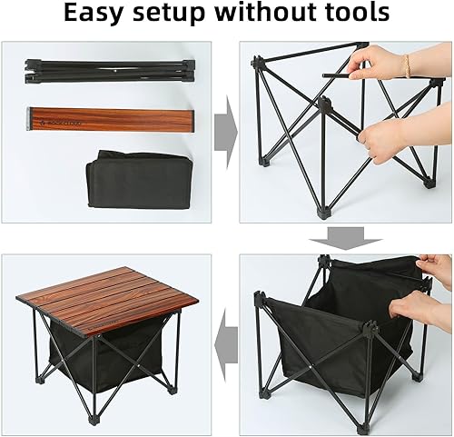 Miniatura 8 de ROCK CLOUD Mesa de campamento portátil de aluminio ultraligera, mesa de playa compacta plegable con bolsa de almacenamiento para camping,
