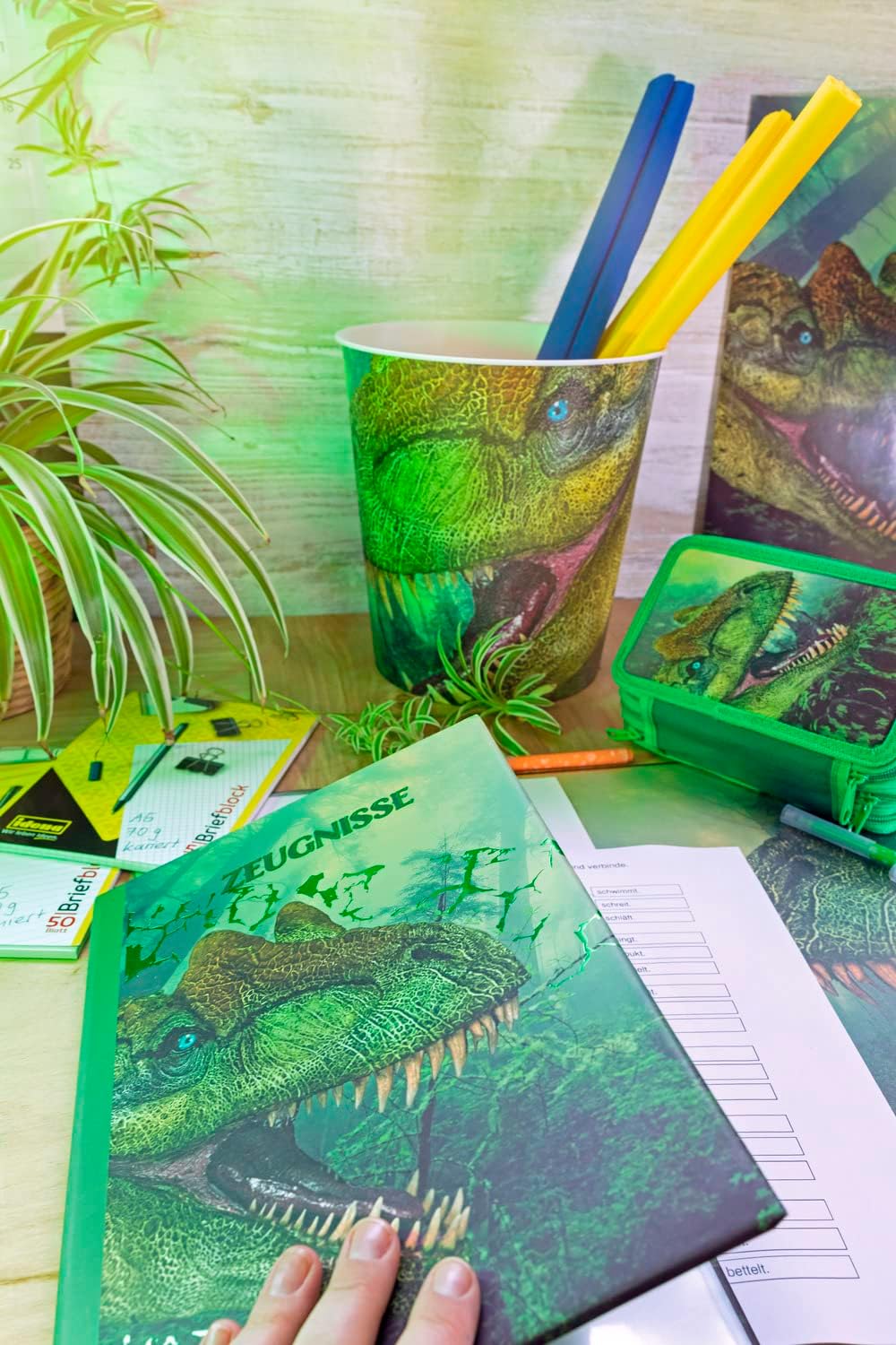 Idena 20131 – Certificate Folder in Dinosaur Design, with 12 Sleeves for DIN A4 Format