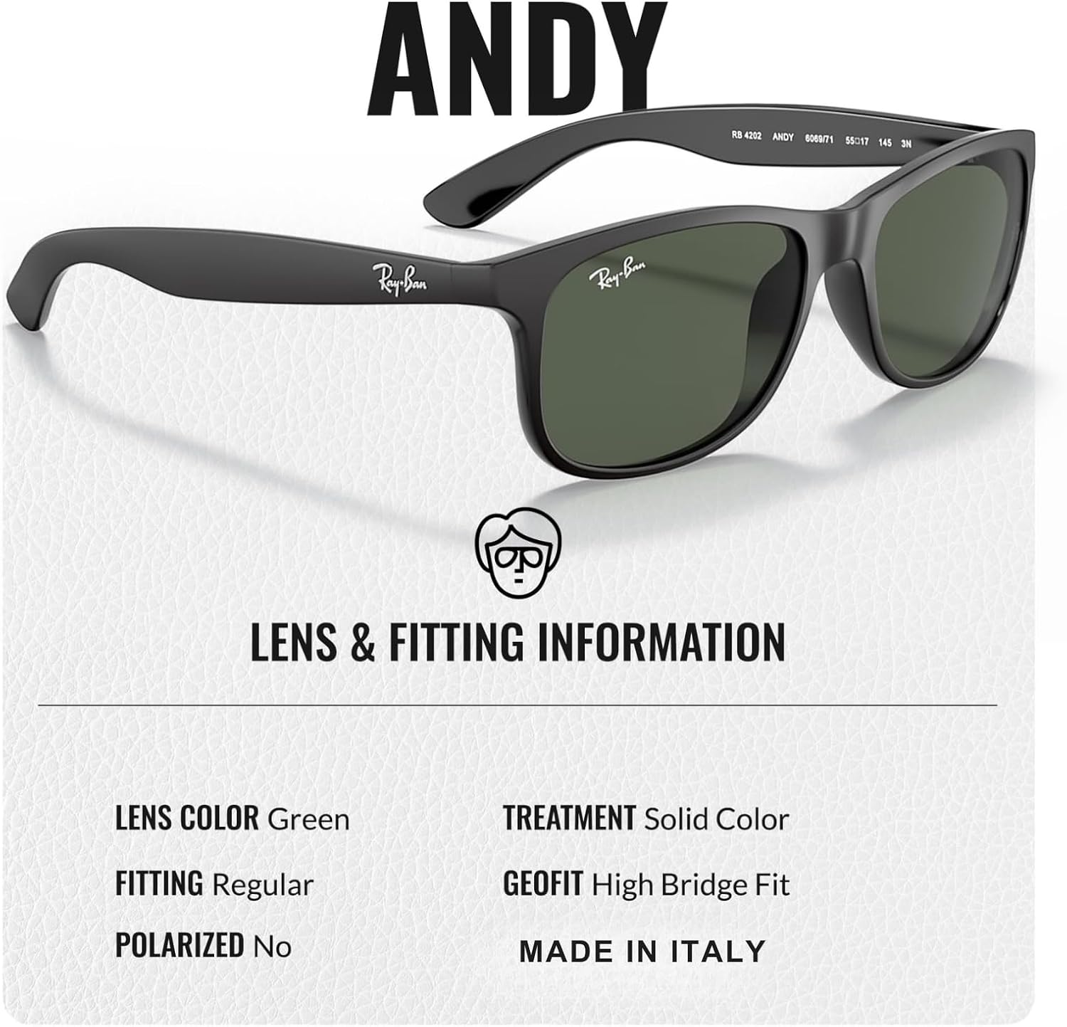 Ray-Ban RB4202 ANDY Square Shaped Sunglasses for Men & Women with Official RAYBAN Eyewear Kit - Image 4
