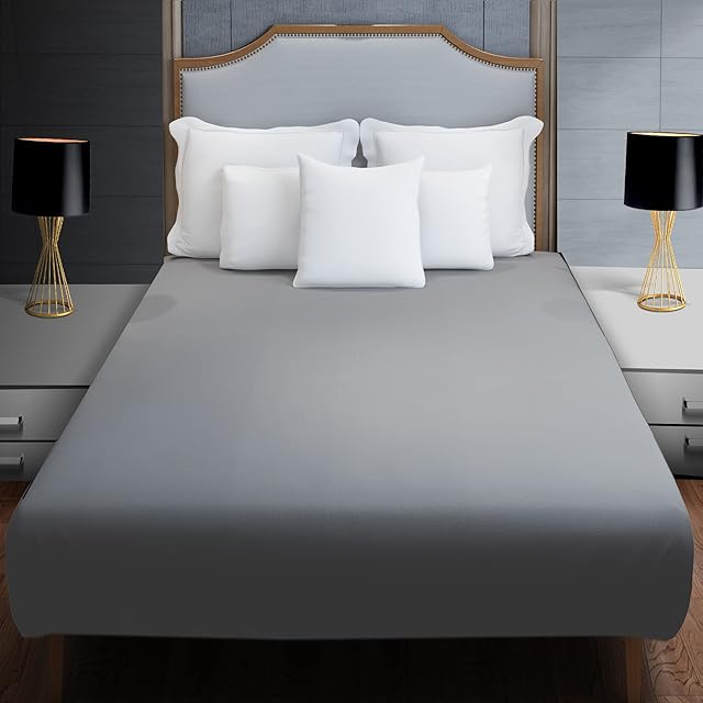 Rayyan Ultra Soft Fitted Sheet 25 cm Deep Brushed Microfiber Easy Care No-Iron Wrinkle-Resistant Plain Dyed Fitted Bed Sheets Hypoallergenic Breathable Sheets (Gray, Single)