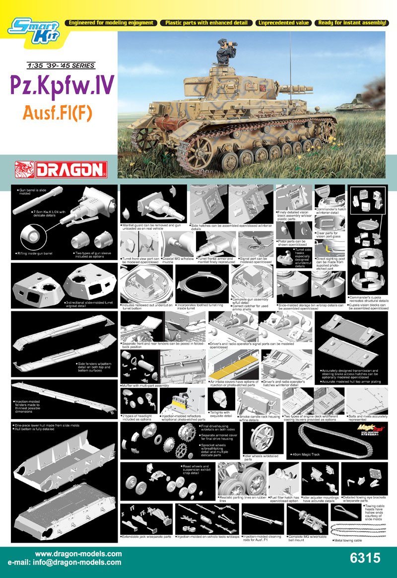 DRAGON  6315  Pz.Kpfw.Ⅳ  Ausf.F I (F) 6315 1/35 Pz.Kpfw.IV Ausf.F-1 : Amazon.ca
