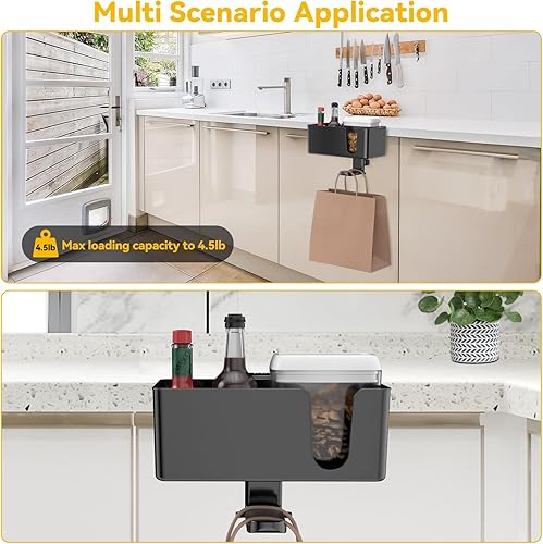 Miniatura 6 de KDD Soporte para tazas de escritorio 4 en 1  Abrazadera en el colgador de auriculares debajo del escritorio  Soporte giratorio para auriculares