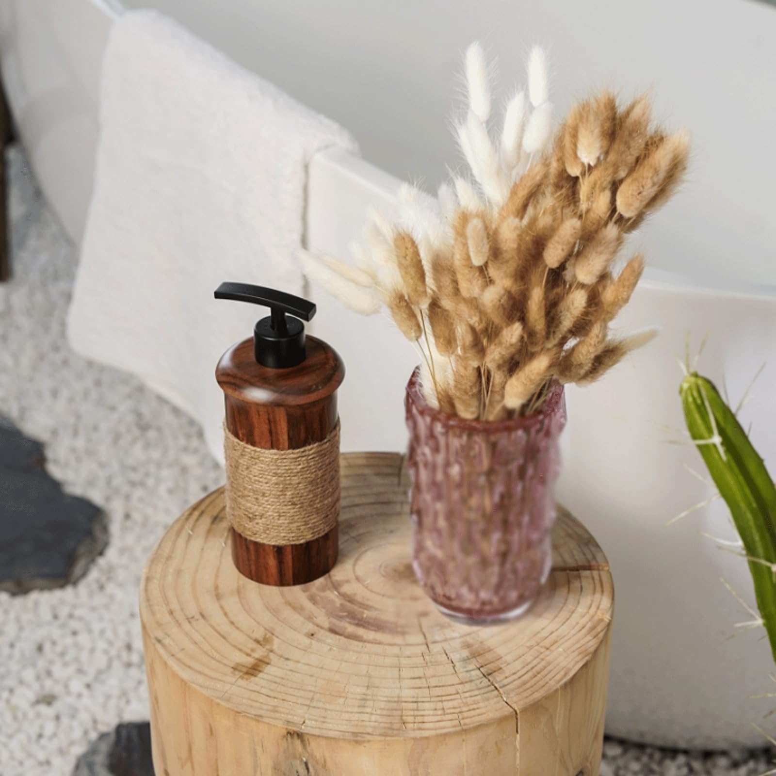 Dispenser di sapone ricaricabile Elegante dispenser di sapone per le mani in legno da 141,7 g Dispenser di sapone liquido ricaricabile in plastica con pompa in metallo Bottiglie di shampoo per