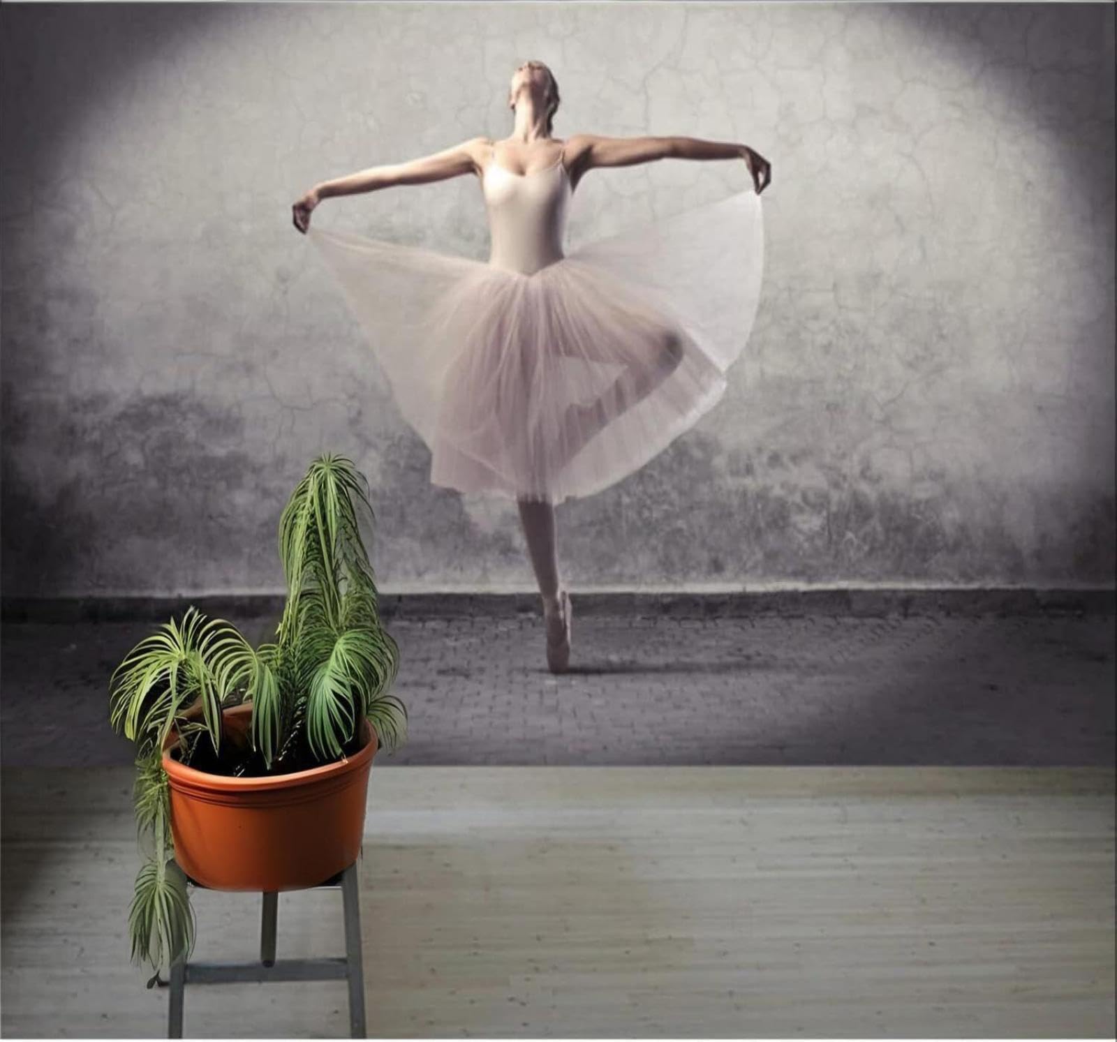 XLMING Minimalist Three Dimensional Ballet Dance Studio Yoga Room 3D Wallpaper Luxury Silk Study Dining Feature Sofa Grey Bedroom Living Room Tv Decorative Wall-150cm×105cm