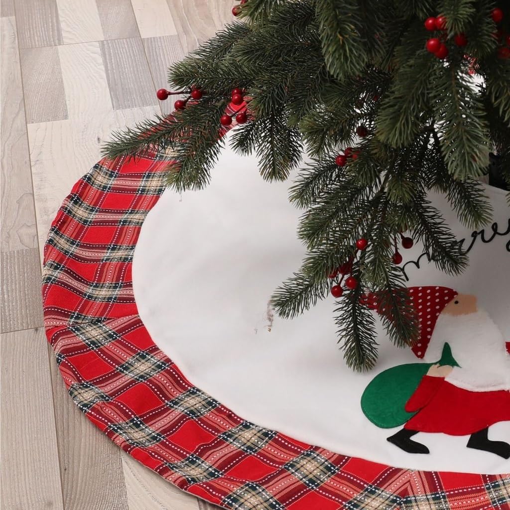 Tree Skirt Christmas Christmas Tree Skirt Red Plaid Double Rudolph Dwarf Christmas Tree Props Decoration Scene Tree Skirt Ornaments Christmas Tree Skirts