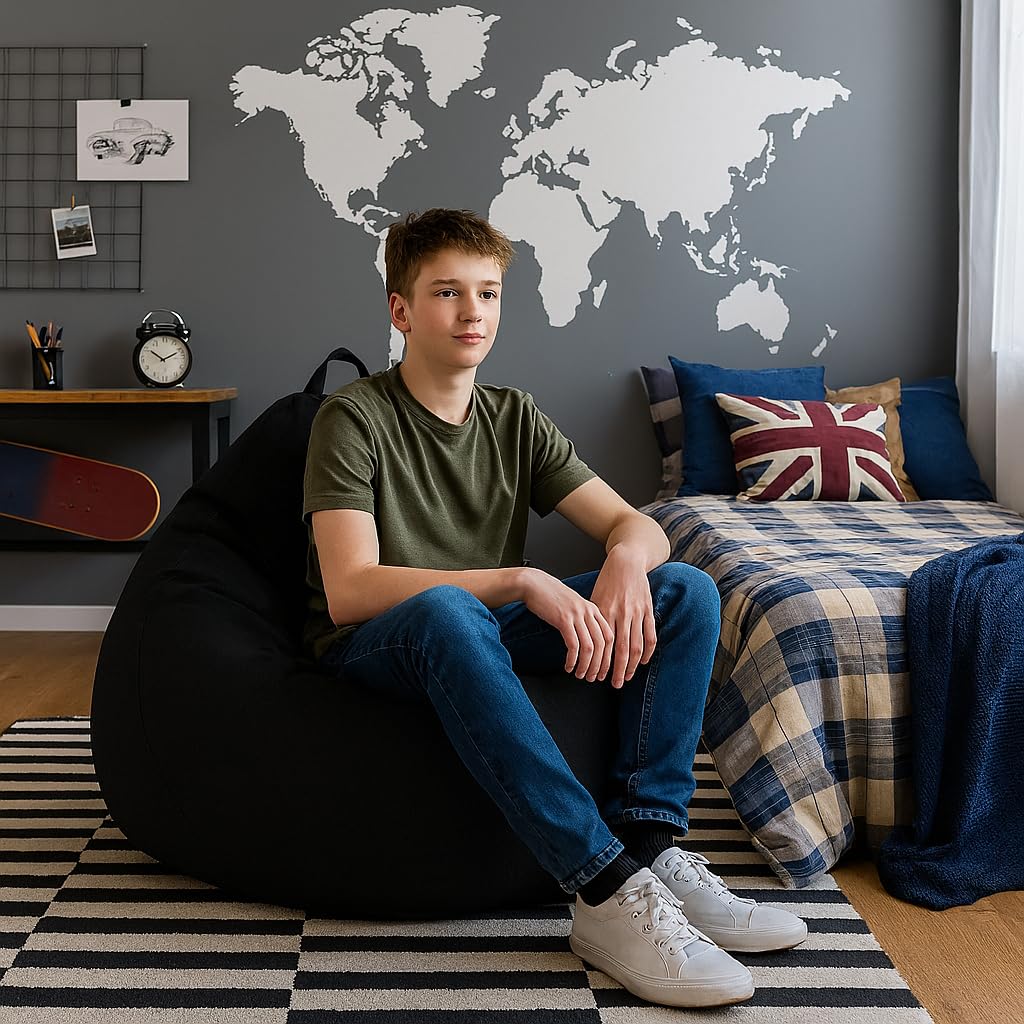 Pouf avec garnissage ECO Fauteuil Relax-Siège Coussin de sol Bean Bag 80x90x50 cm 185 L Noir