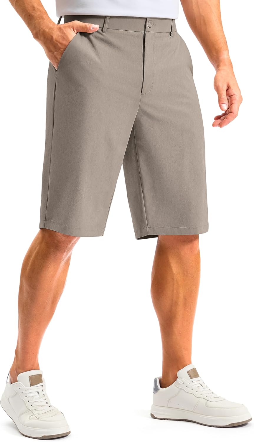 G Gradual Men's Golf Shorts 12" Long with 4 Pockets Lightweight Casual Knee Length Short Quick Dry Hiking Work Travel Shorts