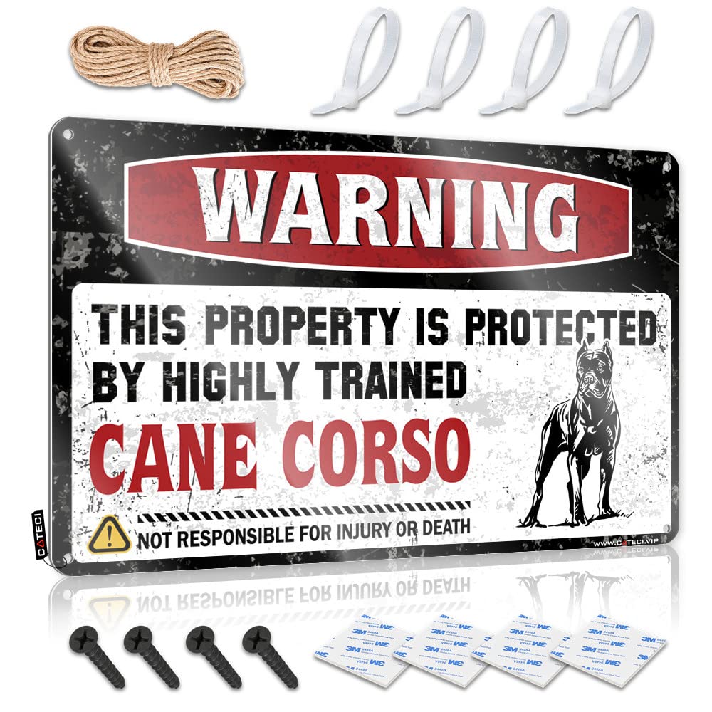 IBWNBBUSN Warning Tin Sign Warning This Property Is Protected By A Highly Trained Cane Corso Tin Sign Beer Decor Tin Signs Camping Rules(30X40CM)