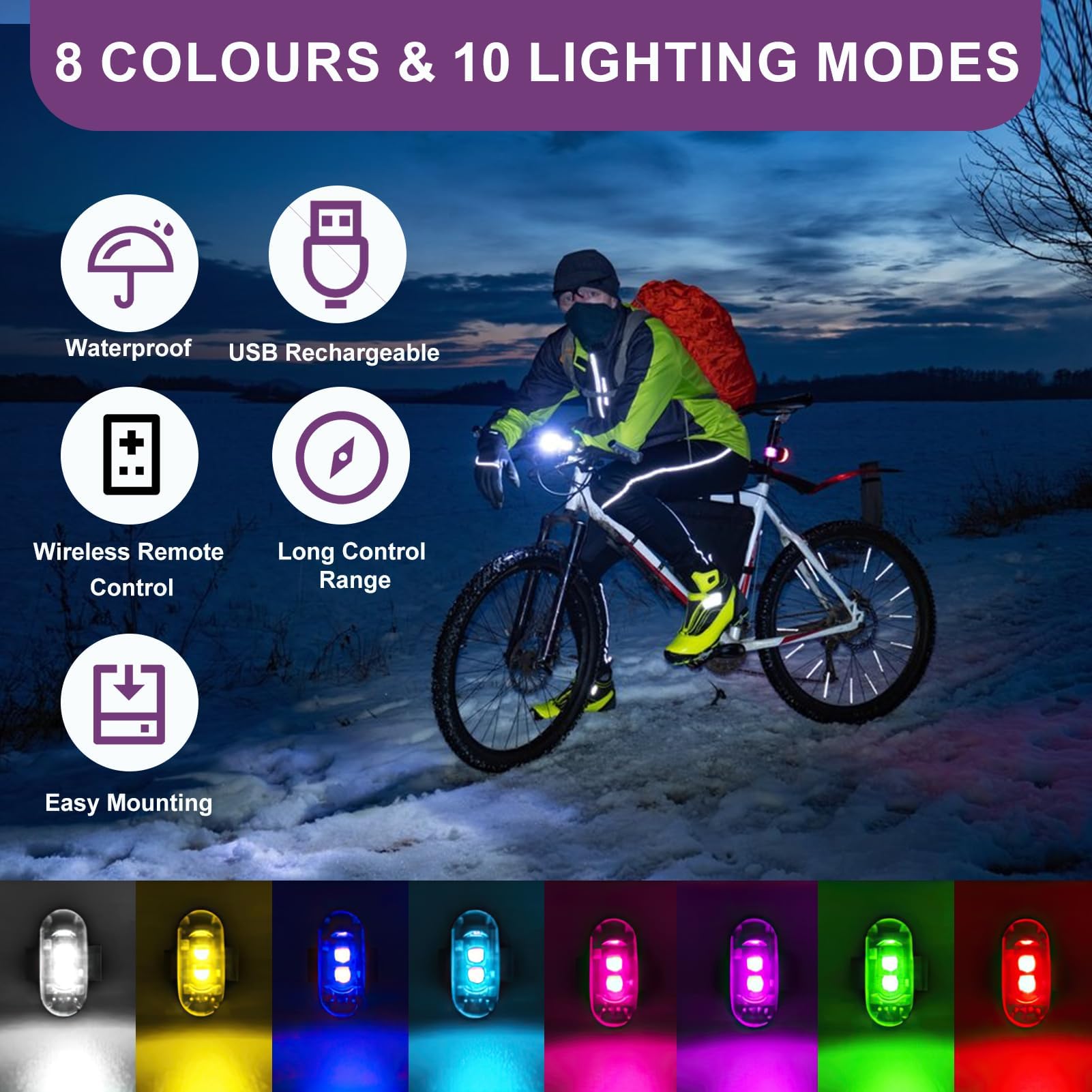2/4/6/8 pièces LED avion lumières stroboscopiques télécommande 8 couleurs Anti-Collision LED lumières pour voiture moto Drone avion vélo  34