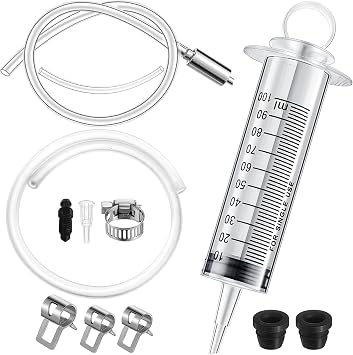 Brake Bleed Kit Hydraulic Disc Clutches Bleeding Kit Includes 100ml Syringe 50cm Hose and One Way Check Valve Tube Bleeding Tool for Motorcycle Cars Brake System Repair Maintenance