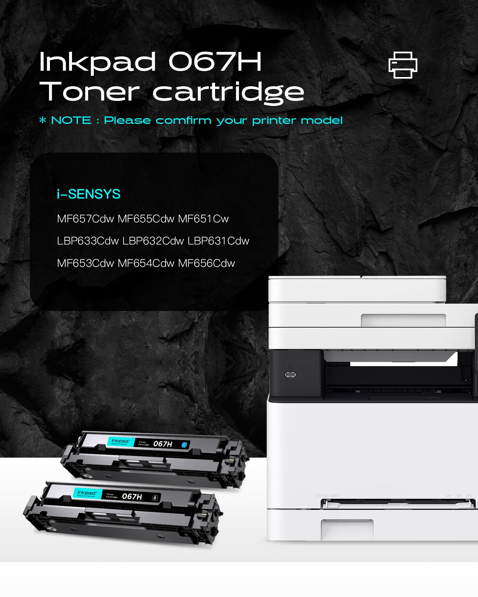 iNKPAD 067 067H Cartucce Toner Compatibile con Canon Toner Ricambio per Canon i-SENSYS LBP631 LBP631Cw LBP633 LBP633Cdw MF651 MF651Cw MF655 MF655Cdw MF655Cw MF657 MF657Cdw MF657Cw (Confezione da 4)