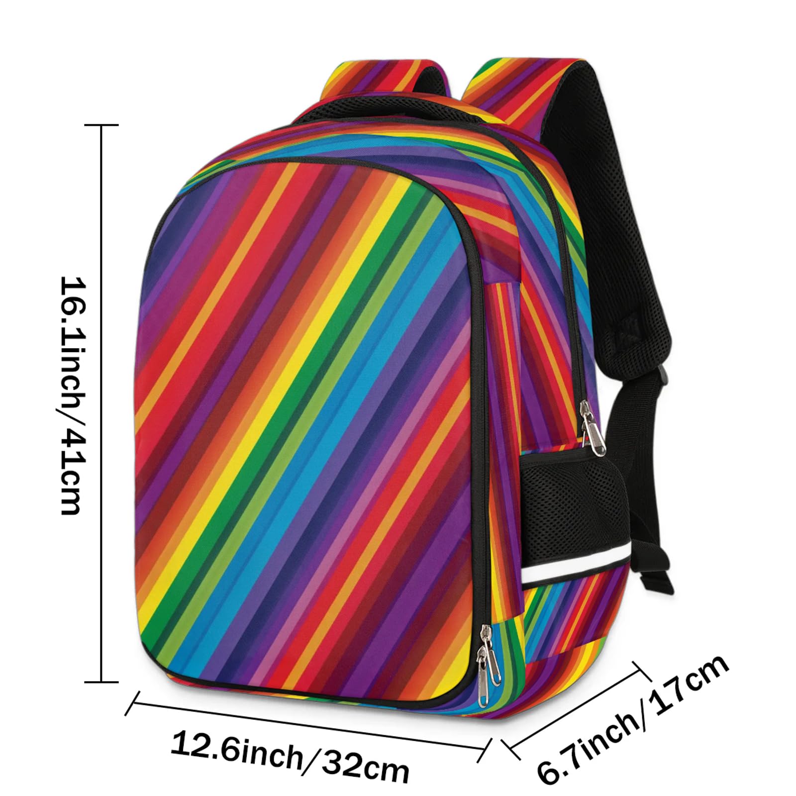 Geometryczny tęczowy plecak wielofunkcyjny plecak o dużej pojemności szkolna torba na książki plecak turystyka podróż na co dzień laptop plecak torby dla chłopców dziewcząt mężczyzn kobiet, Kolor, L