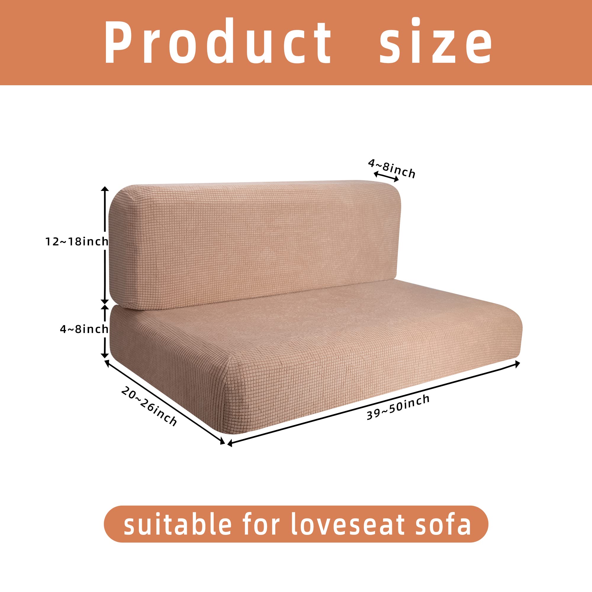 Fundas de cojín para comedor de autocaravana, protector elástico de muebles de sofá biplaza, fundas elásticas para cojines de cámper para autocaravana, banca de coche (caqui) 2